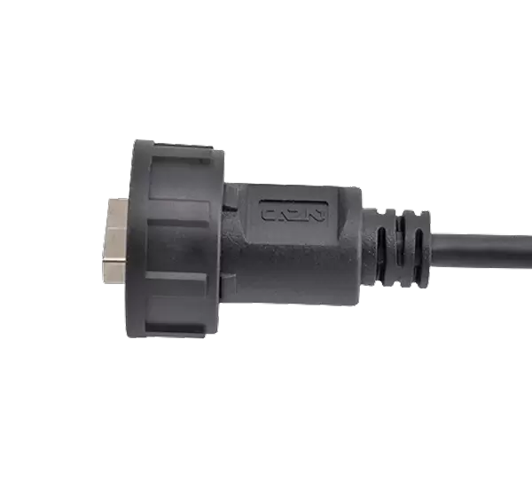 USB オス - オス ケーブル付きオーバーモールド (ネジ付き)