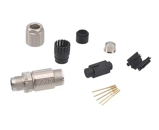 M12ストレートオスの金属組み立てプラグ（データ型、クリンプ）