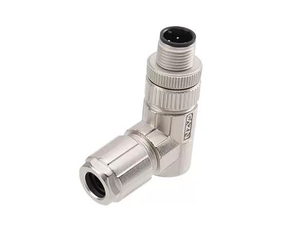 M12角度のある雄の金属組み立てプラグ（はんだ）