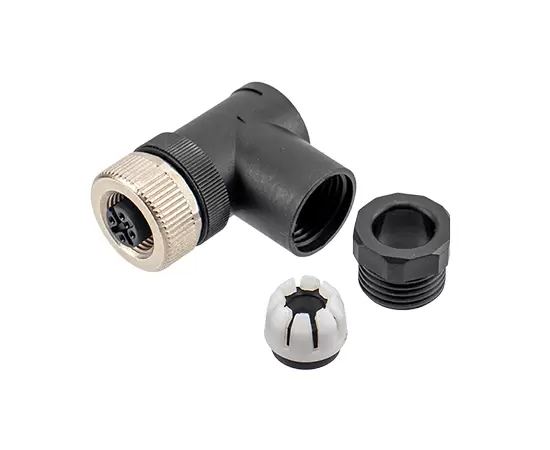 M12角度のある雌プラスチック組み立てプラグ（ネジ）