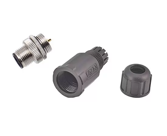 M12ストレートオスのプラスチック組み立てプラグ（はんだ）