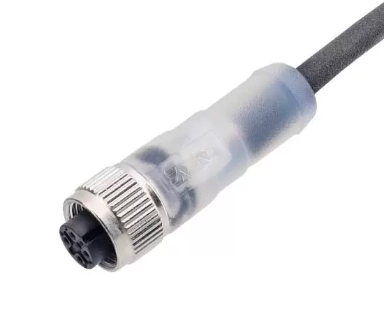 M12ストレートメスオーバーモールドプラグ（LED）