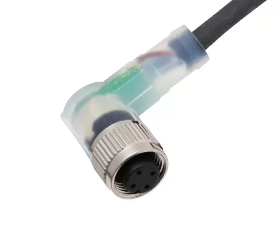 M12角度の雌のオーバーモールドプラグ（LED）