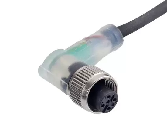 M12角度の雌のオーバーモールドプラグ（LED）