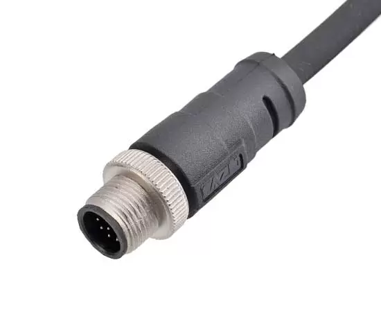 M12ストレートオスオーバーモールドプラグ（減衰スタイル）