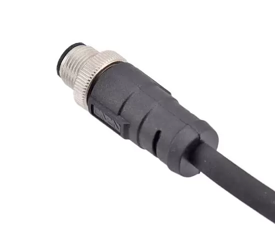 M12ストレートオスオーバーモールドプラグ（減衰スタイル）