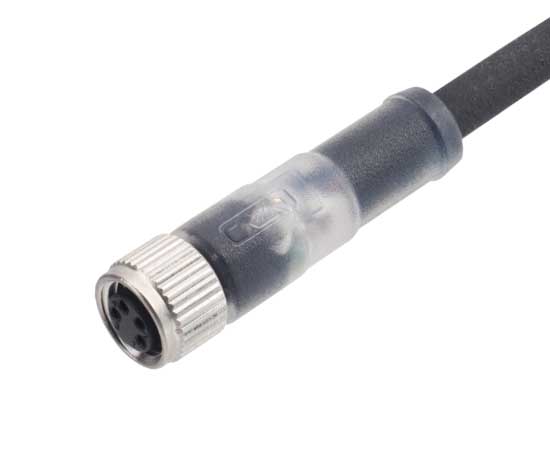 M8ストレートメスオーバーモールドプラグ（LED）