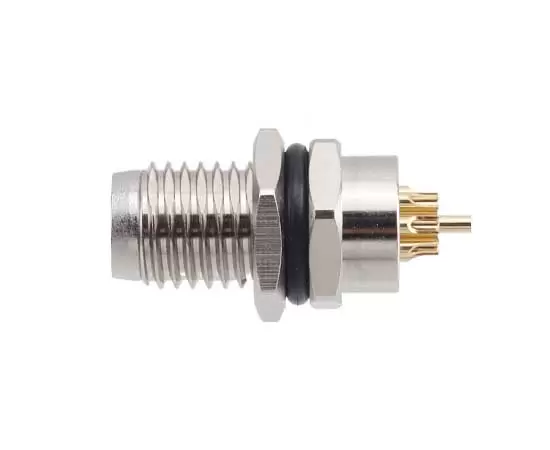 M8男性バックマウントソケット（はんだ、ネジM8*1、金属界面）