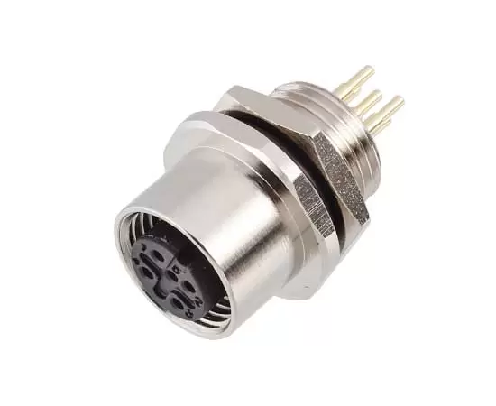 M12女性フロントマウントソケット（PCB、ネジM16x1.5）