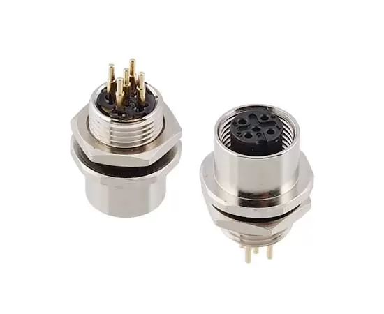 M12女性フロントマウントソケット（PCB、ネジM16x1.5）