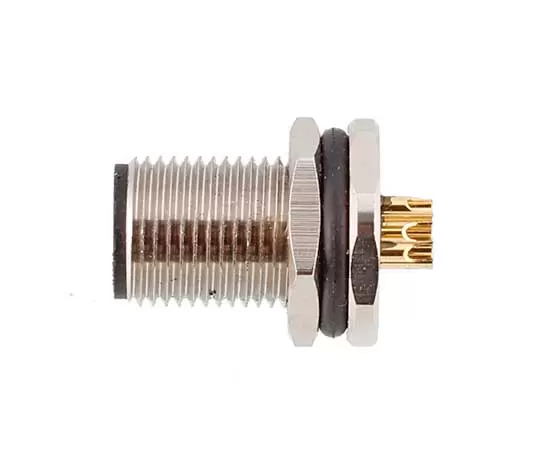 M12男性バックマウントソケット（はんだ、ネジM12*1）