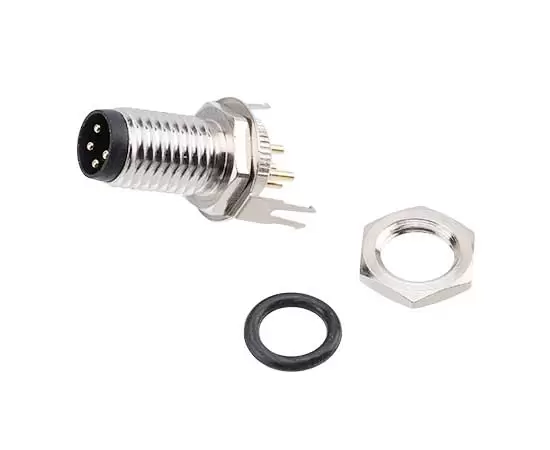 M8男性バックマウントソケット（PCB、ネジM8*1、接地タイプ）