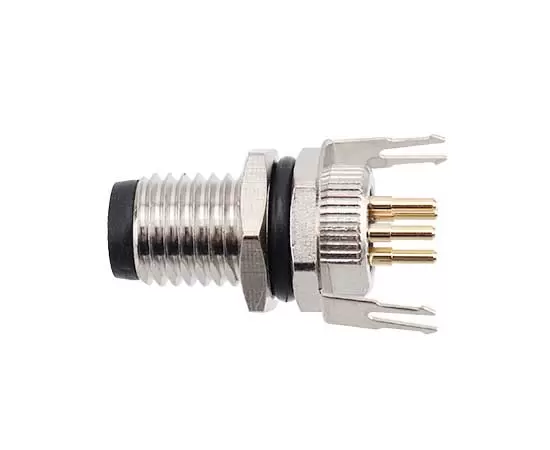 M8男性バックマウントソケット（PCB、ネジM8*1、接地タイプ）