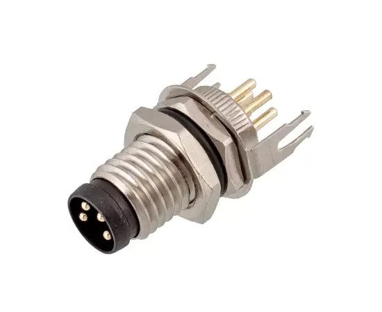 M8男性バックマウントソケット（PCB、ネジM8*1、接地タイプ）