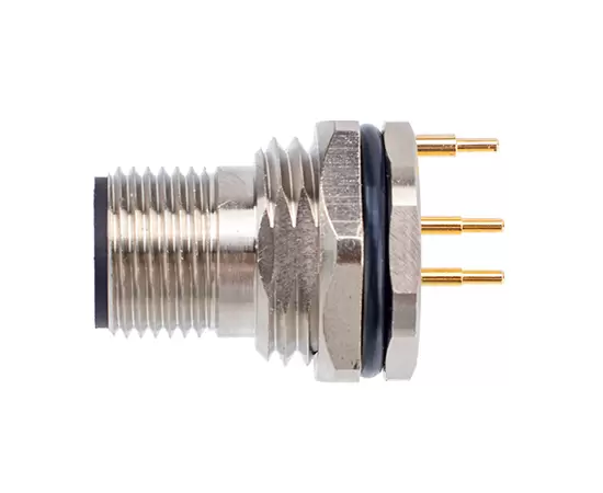 M12男性バックマウントソケット（PCB、接地タイプ）