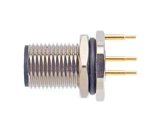 M12男性バックマウントソケット（PCB、ネジM12*1、接地タイプ）