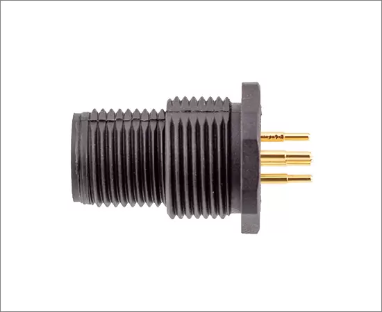 M12男性バックマウントソケット（PCB、ネジM15*1、プラスチックタイプ）