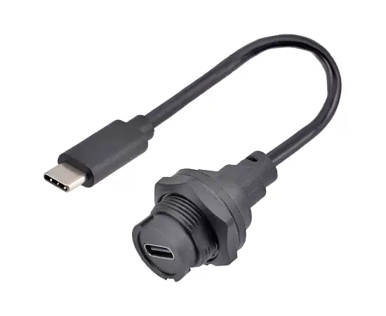 タイプCメスバックマウントレセプタクル男性オーバーモールドケーブル（銃剣）から