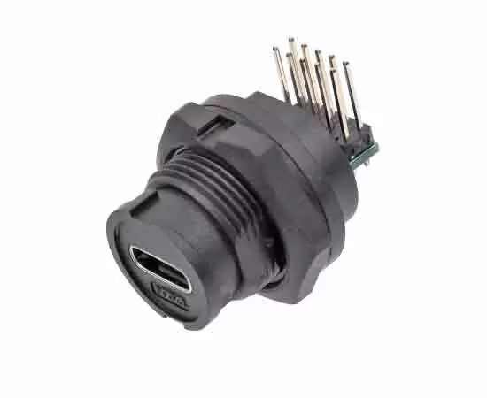 タイプCメスバックマウント角度のあるPCBレセプタクル（銃剣）