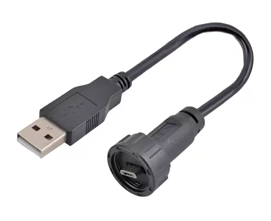 マイクロUSB男性からUSB 2.0男性のオーバーモールドケーブル（スレッド）
