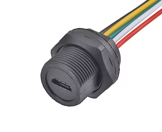 ワイヤー付きマイクロUSBメスバックマウントレセプタクル（ねじ）