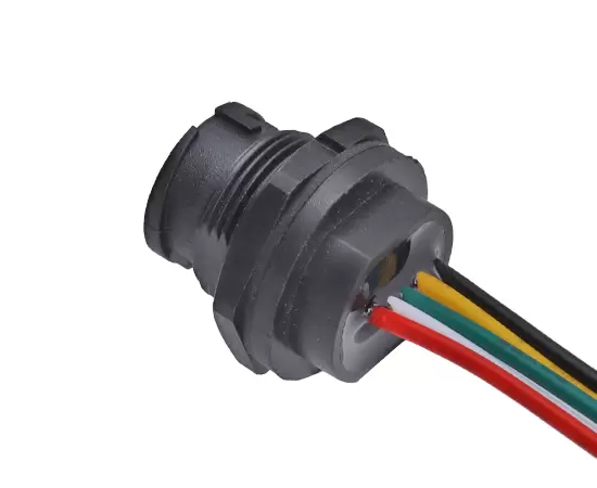 ワイヤー付きマイクロUSBメスバックマウントレセプタクル（銃剣）