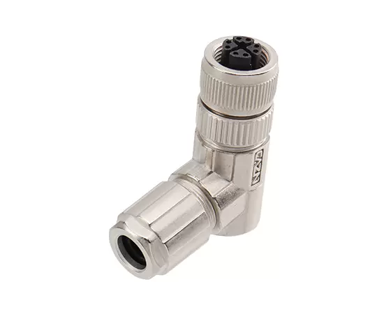 M12角度のある雌の金属組み立てプラグ（データ型、はんだ、PG9）