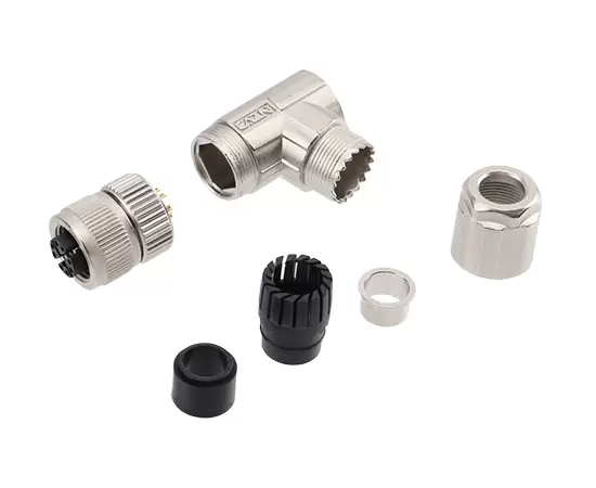 M12角度のある雌の金属組み立てプラグ（データ型、はんだ、PG9）