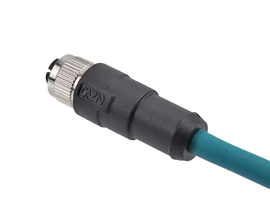 M12ストレートメスオーバーモールドプラグ（データ型、シールド）