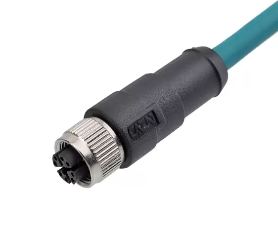 M12ストレートメスオーバーモールドプラグ（データ型、シールド）