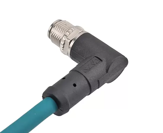 M12角度のあるオスのオーバーモールドプラグ（データ型、シールド）