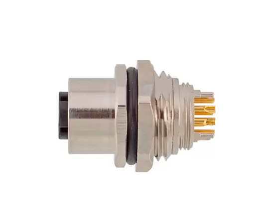 M12メスバックマウントソケット（データ型、はんだ、ネジM16*1.5）