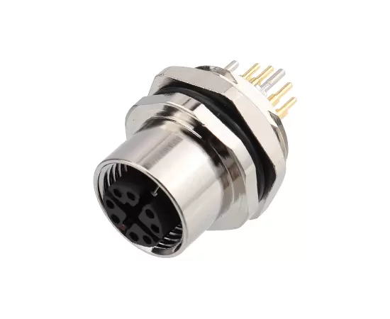 M12女性フロントマウントソケット（データ型、PCB、ネジM16*1.5）