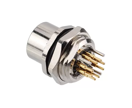 M12女性フロントマウントソケット（データ型、PCB、ネジM16*1.5）