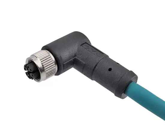 M12角度の雌のオーバーモールドプラグ（データ型、シールド）