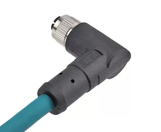 M12角度の雌のオーバーモールドプラグ（データ型、シールド）