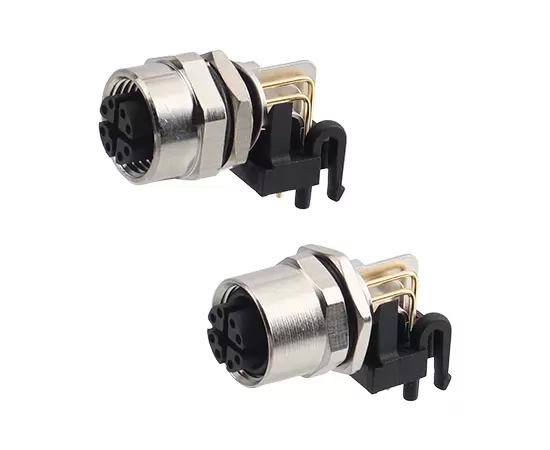 M12直角女性ソケット（データ型、PCB）