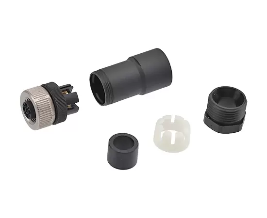 M12ストレートメスプラスチック組み立てプラグ（パワータイプ、ネジ）