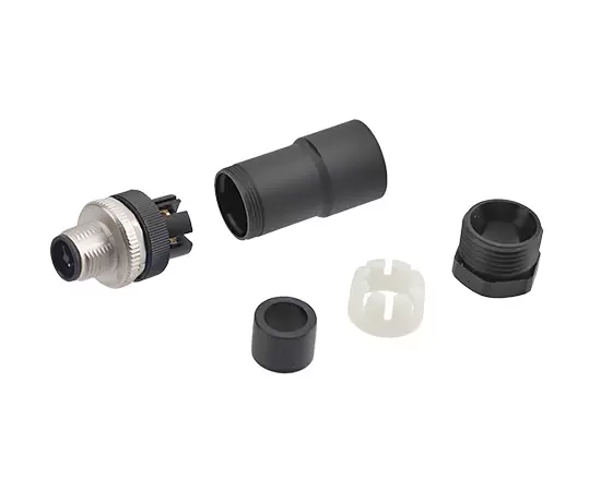 M12ストレートオスのプラスチックアセンブルプラグ（パワータイプ、ネジ）