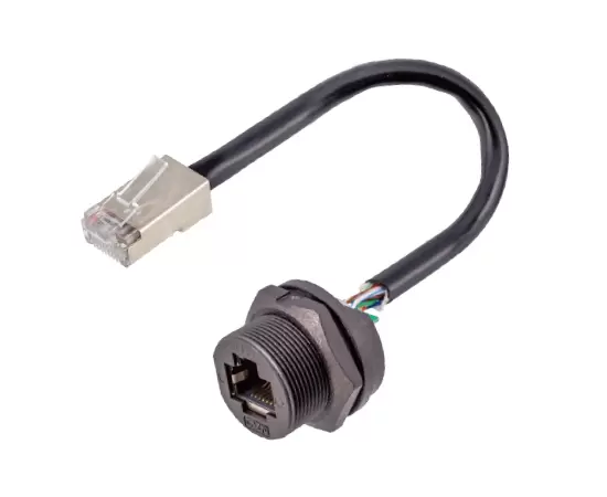 rj45女性バックマウントレセプタクルとワイヤーノングロー（スレッド）