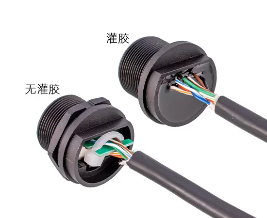 rj45女性バックマウントレセプタクルとワイヤーノングロー（スレッド）