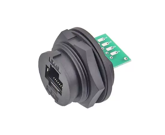 E16 RJ45メスバックマウントレセプタクル（銃剣）（外部溶接プレート）