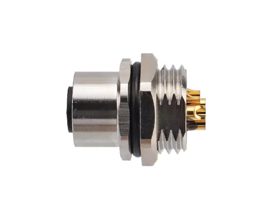 M12メスフロントマウントソケット（電源タイプ、はんだ、ネジM16*1.5/PG9）