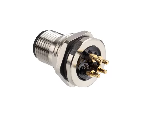 M12男性バックマウントソケット（電源タイプ、PCB、ネジM16*1.5/PG9）