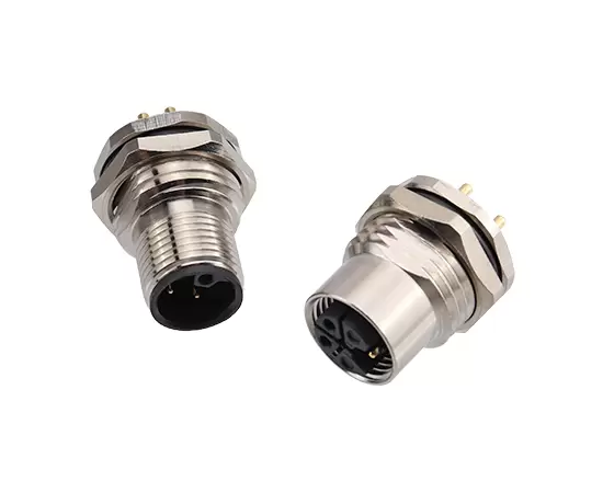 M12男性バックマウントソケット（電源タイプ、PCB、ネジM16*1.5/PG9）