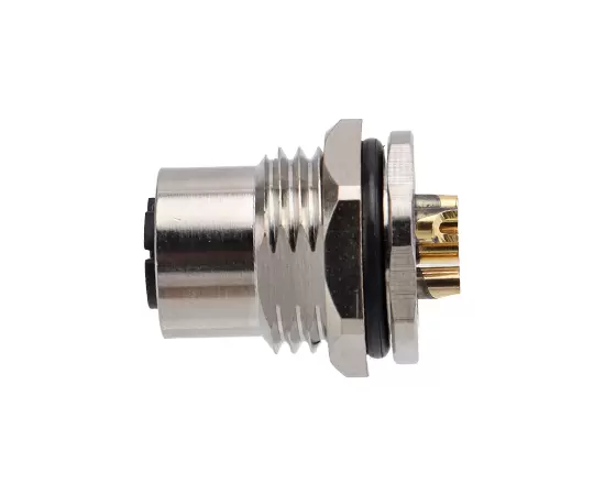 M12メスバックマウントソケット（電源タイプ、はんだ、ネジM16*1.5/PG9）