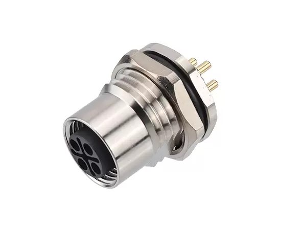 M12メスバックマウントソケット(電源タイプ、PCB、ネジM16*1.5/PG9)