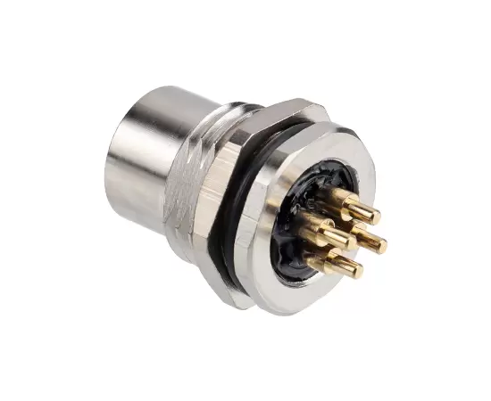 M12メスバックマウントソケット（電源タイプ、PCB、ネジM16*1.5/PG9）