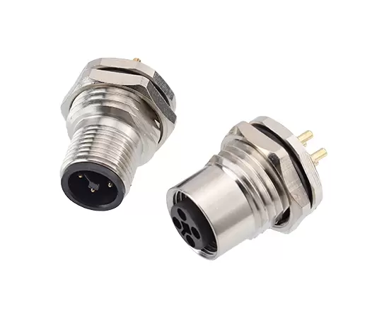 M12メスバックマウントソケット（電源タイプ、PCB、ネジM16*1.5/PG9）