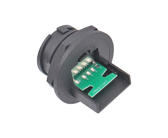 E16 RJ45メスボードリアシングルイーサネットポートソケット（尾にカードスロットがある）（バヨネット）